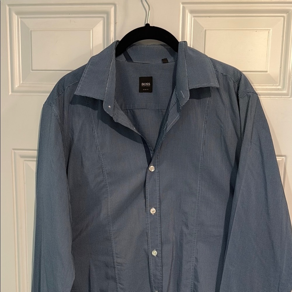 Hugo Boss Blue Button-Up Shirt